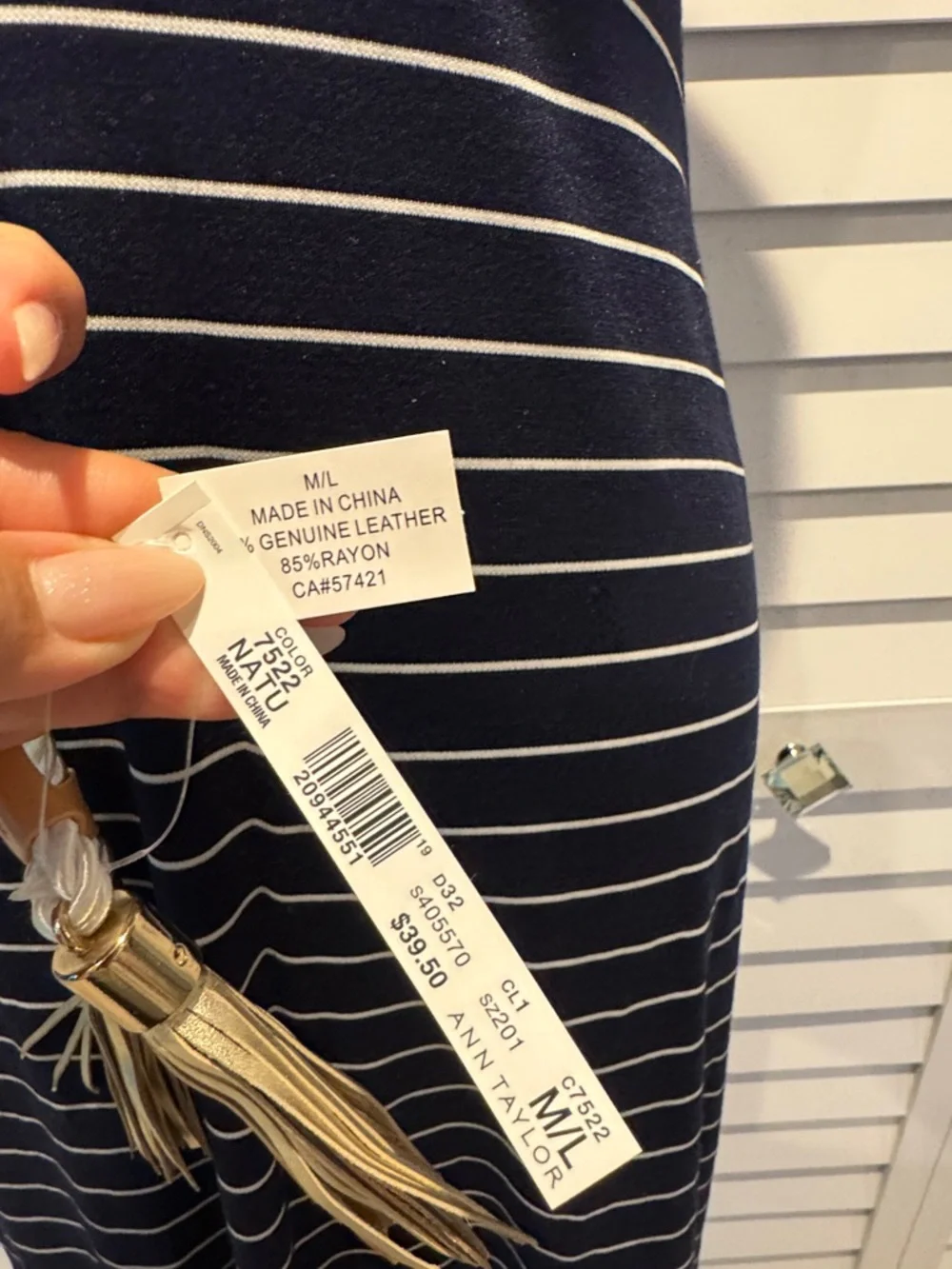 Ann Taylor NWOT Rope Tassel Belt in Navy/ Tan. Many ways to wear it.